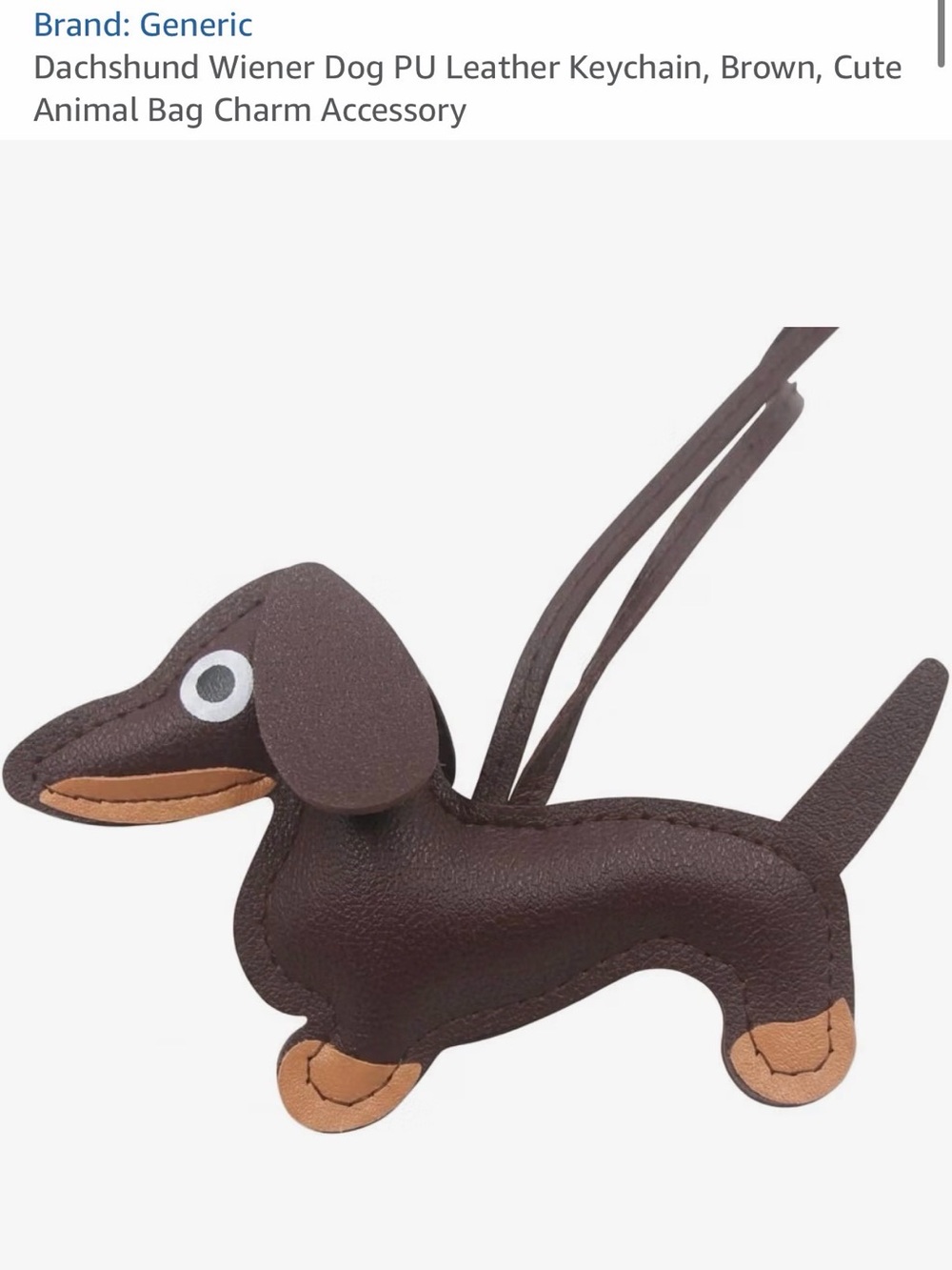 Brown Dachshund PU Leather Dog Keychain Charm